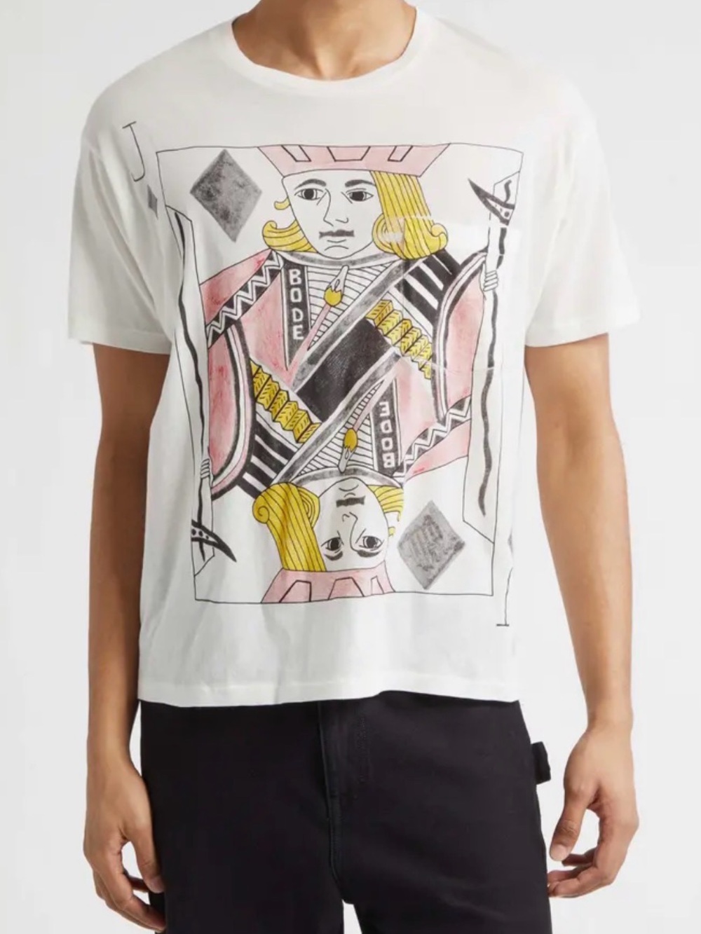 Bode Men’s White Short Sleeve Playing Card Graphic Tee - New with tags - S - Picture 5 of 6
